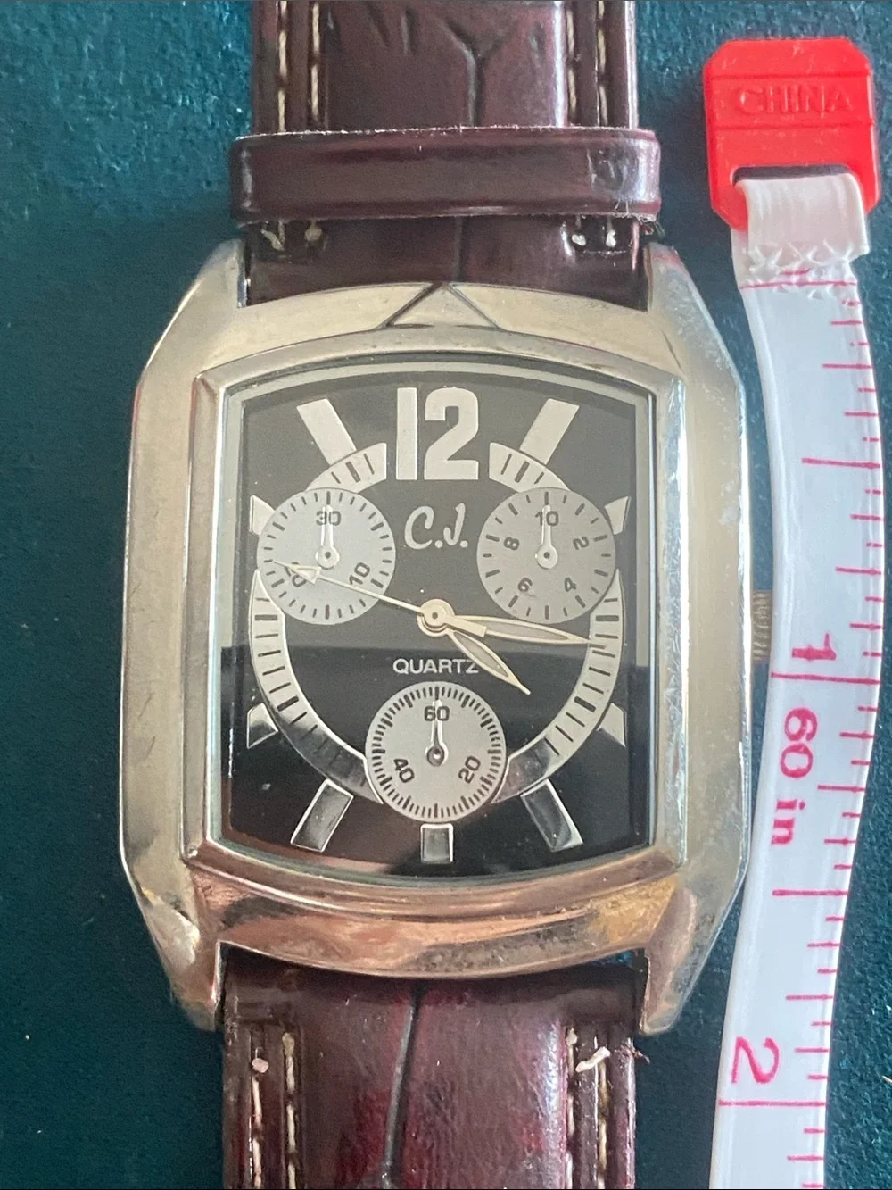 Men's Claudia Jublot 3 Dial Chronograph Brown Leather Strap Wristwatch Works